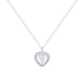Asfour Crystal Chain Necklace With Heart Pendant In 925 Sterling Silver-ND0405